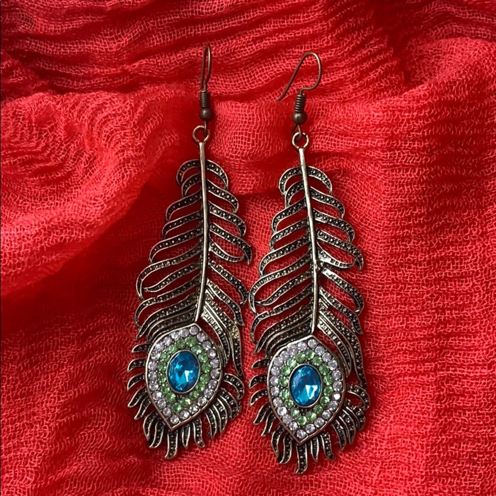 Peacock Feather Design Earrings